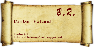 Binter Roland névjegykártya